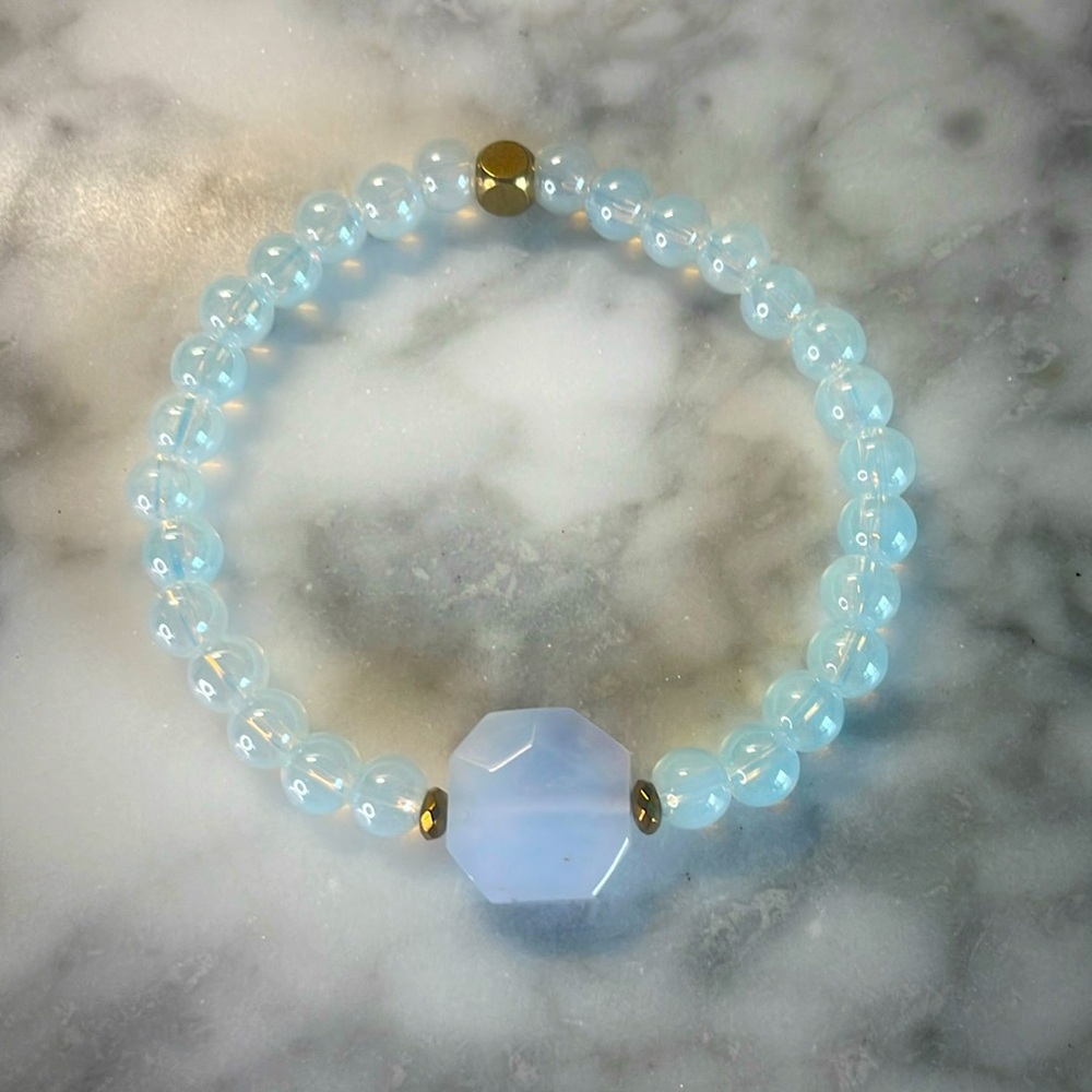 Blue lace agate & Opal crystal bracelet